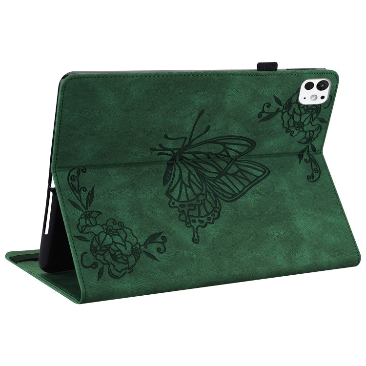 For iPad Pro 11 2024 Butterfly Flower Embossed Leather Tablet Case(Green) - iPad Pro 11 2024 Cases by PMC TechLife | Online Shopping South Africa | PMC TechLife | Buy Now Pay Later Mobicred