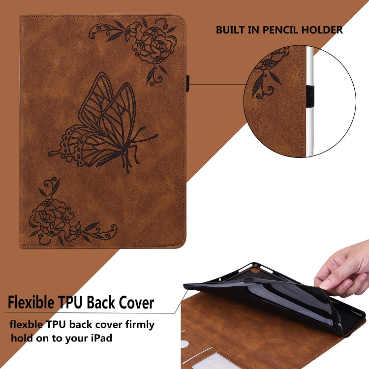 For iPad Pro 11 2024 Butterfly Flower Embossed Leather Tablet Case(Brown) - iPad Pro 11 2024 Cases by PMC TechLife | Online Shopping South Africa | PMC TechLife | Buy Now Pay Later Mobicred