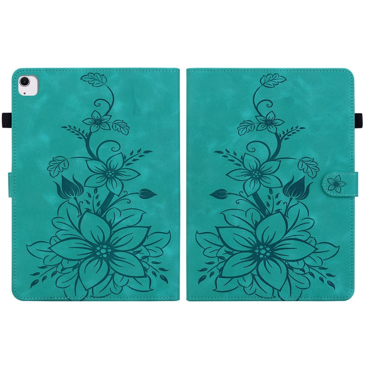 For iPad Air 13 2025 / 2024 Lily Embossed Leather Smart Tablet Case(Green) - iPad Air 13 2025 / 2024 Cases by PMC TechLife | Online Shopping South Africa | PMC TechLife | Buy Now Pay Later Mobicred