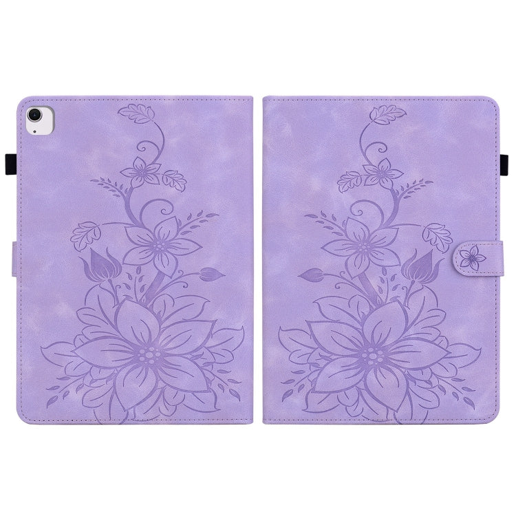 For iPad Air 13 2024 Lily Embossed Leather Smart Tablet Case(Purple) - iPad Air 13 2024 Cases by PMC TechLife | Online Shopping South Africa | PMC TechLife | Buy Now Pay Later Mobicred