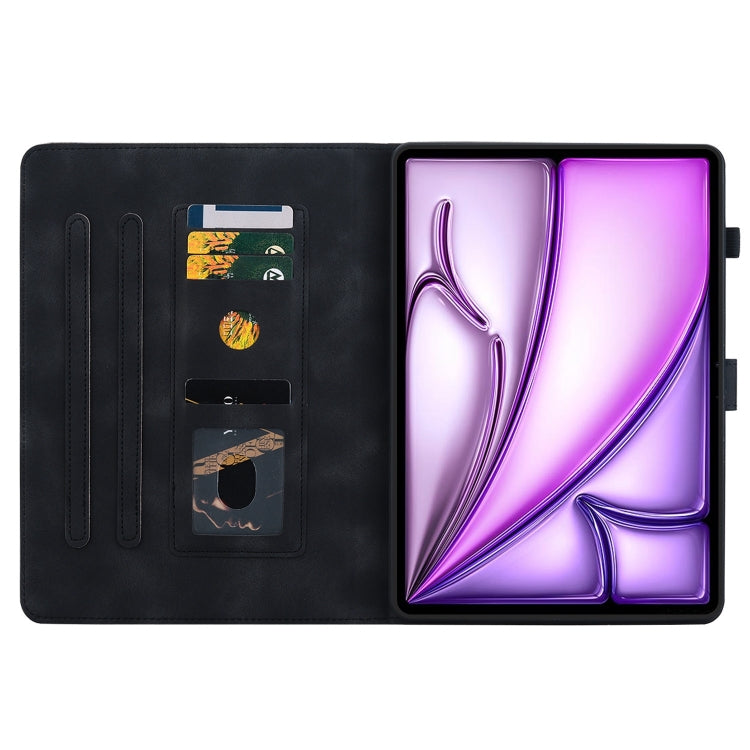 For iPad Air 13 2024 Lily Embossed Leather Smart Tablet Case(Black) - iPad Air 13 2024 Cases by PMC TechLife | Online Shopping South Africa | PMC TechLife | Buy Now Pay Later Mobicred