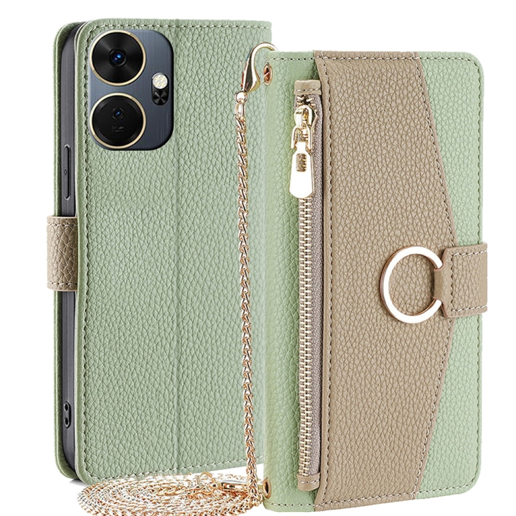 For Itel P55+ 4G Crossbody Litchi Texture Leather Phone Case(Green) - More Brand by PMC TechLife | Online Shopping South Africa | PMC TechLife | Buy Now Pay Later Mobicred