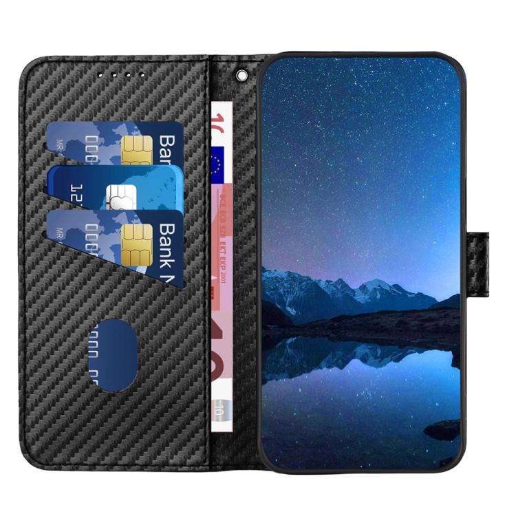 For iPhone 17 Pro Max YX0070 Carbon Fiber Buckle Leather Phone Case with Lanyard(Black) - free shipping - PMc TechLife - Order now!