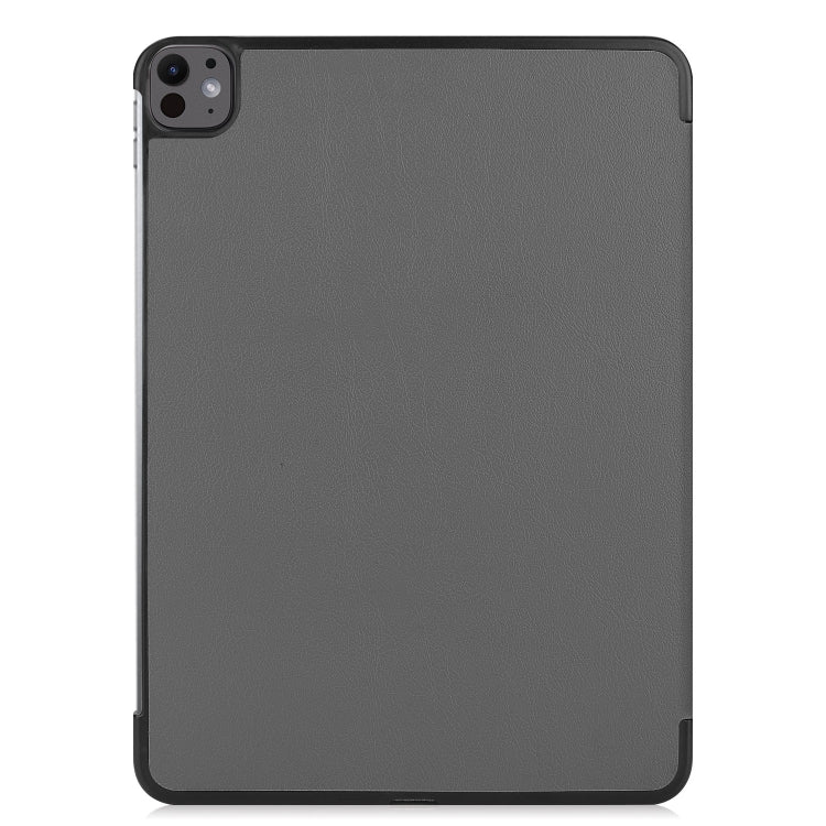 For iPad Pro 13 2024 Custer Pure Color 3-Fold Holder Smart Leather Tablet Case(Grey) - iPad Pro 13 2024 Cases by PMC TechLife | Online Shopping South Africa | PMC TechLife | Buy Now Pay Later Mobicred