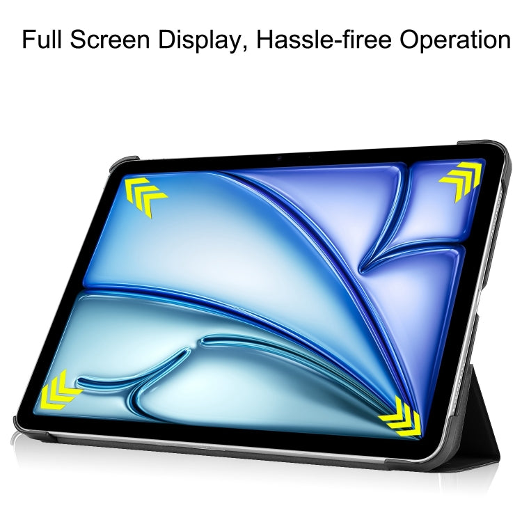 For iPad Air 11 2024 Custer Pure Color 3-Fold Holder Smart Leather Tablet Case(Black) - iPad Air 11 2024 Cases by PMC TechLife | Online Shopping South Africa | PMC TechLife | Buy Now Pay Later Mobicred