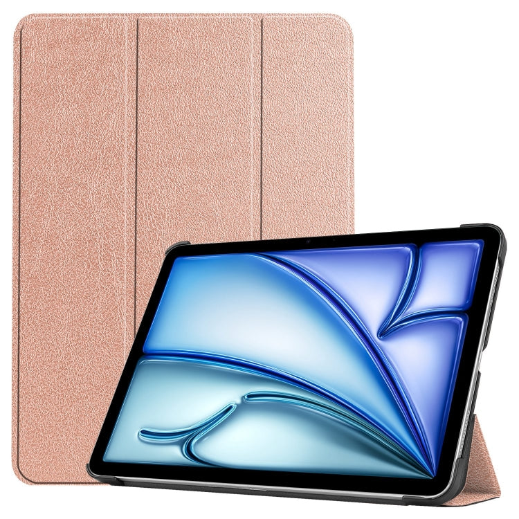 For iPad Air 11 2024 Custer Pure Color 3-Fold Holder Smart Leather Tablet Case(Rose Gold) - iPad Air 11 2024 Cases by PMC Jewellery | Online Shopping South Africa | PMC Jewellery | Buy Now Pay Later Mobicred