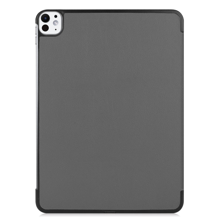 For iPad Pro 11 2024 Custer Pure Color 3-Fold Holder Smart Leather Tablet Case(Gray) - iPad Pro 11 2024 Cases by PMC TechLife | Online Shopping South Africa | PMC TechLife | Buy Now Pay Later Mobicred