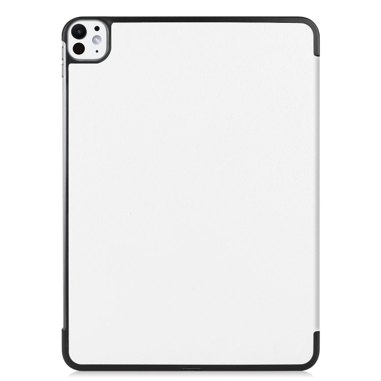 For iPad Pro 11 2024 Custer Pure Color 3-Fold Holder Smart Leather Tablet Case(White) - free shipping - PMC TechLife - Order now!