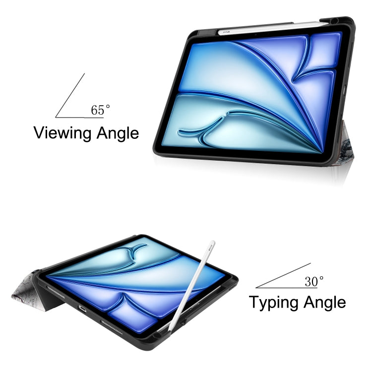 For iPad Air 11 2024 / 2025 Custer Painted 3-Fold Holder Smart Leather Tablet Case(Eiffel Tower) - iPad Air 11 2025 / 2024 Cases by PMC TechLife | Online Shopping South Africa | PMC TechLife | Buy Now Pay Later Mobicred