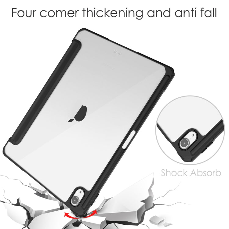For iPad Air 11 2025 / 2024 Pure Color 3-fold Clear TPU Smart Leather Tablet Case(Black) - iPad Air 11 2025 / 2024 Cases by PMC TechLife | Online Shopping South Africa | PMC TechLife | Buy Now Pay Later Mobicred