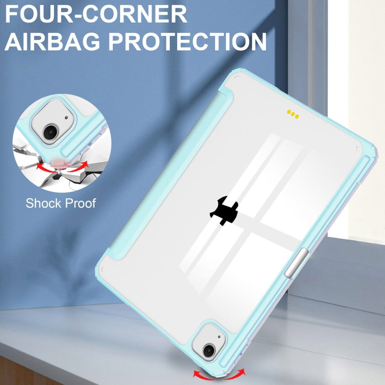 For iPad Air 13 2024 Pure Color 3-fold Clear TPU Smart Leather Tablet Case(Sky Blue) - iPad Air 13 2024 Cases by PMC TechLife | Online Shopping South Africa | PMC TechLife | Buy Now Pay Later Mobicred