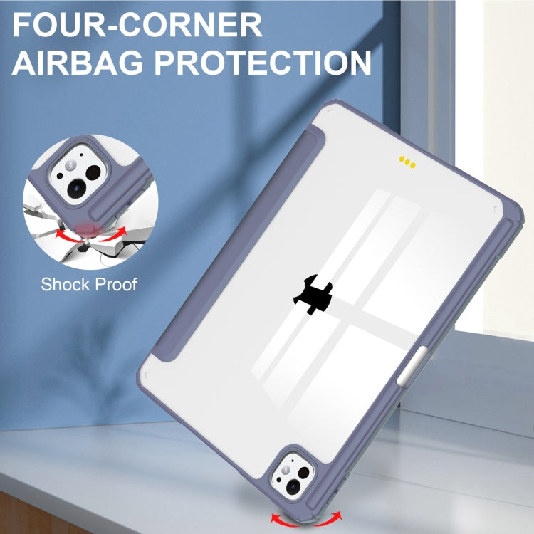 For iPad Pro 13 2024 Pure Color 3-fold Clear TPU Smart Leather Tablet Case(Lavender) - iPad Pro 13 2024 Cases by PMC TechLife | Online Shopping South Africa | PMC TechLife | Buy Now Pay Later Mobicred