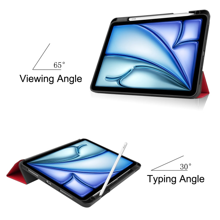 For iPad Air 11 2024 Custer TPU Pure Color 3-Fold Holder Smart Leather Tablet Case(Red) - iPad Air 11 2024 Cases by PMC TechLife | Online Shopping South Africa | PMC TechLife | Buy Now Pay Later Mobicred