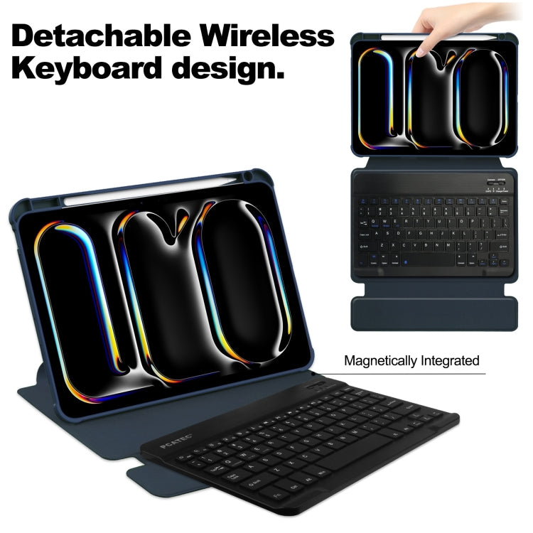 For iPad Pro 13 2024 Transparent Rotation Smart Leather Tablet Case with Keyboard(Dark Blue) - free shipping - PMC TechLife - Order now!