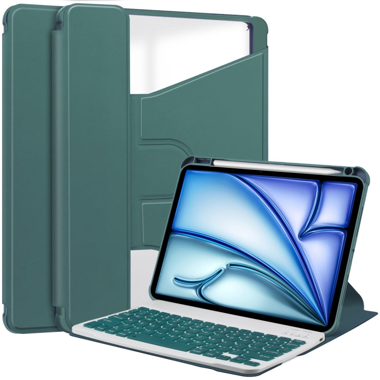 For iPad Air 11 2025 / 2024 Transparent Rotation Smart Leather Tablet Case with Keyboard(Dark Green) - iPad Air 11 2025 / 2024 Cases by PMC TechLife | Online Shopping South Africa | PMC TechLife | Buy Now Pay Later Mobicred
