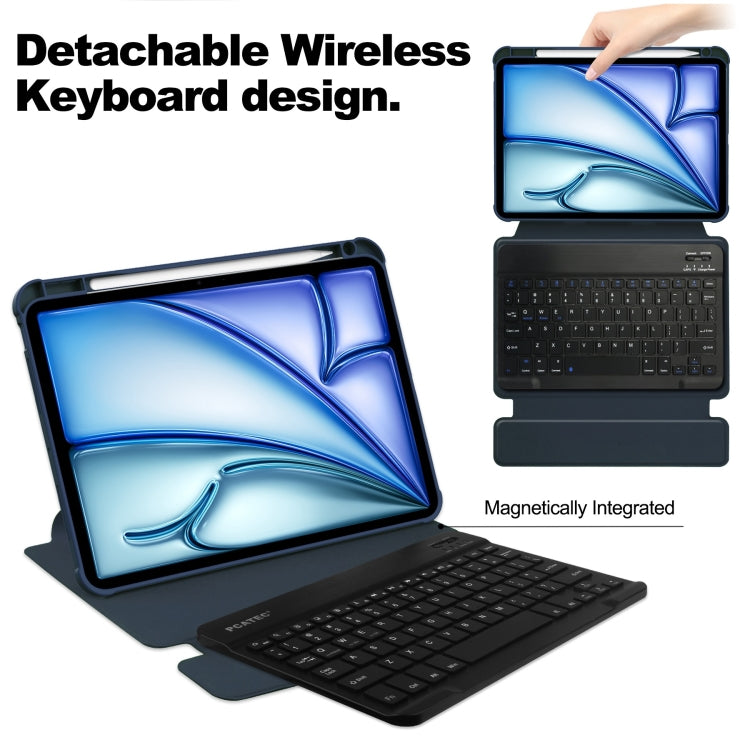 For iPad Air 11 2024 Transparent Rotation Smart Leather Tablet Case with Keyboard(Dark Blue) - iPad Air 11 2024 Cases by PMC TechLife | Online Shopping South Africa | PMC TechLife | Buy Now Pay Later Mobicred