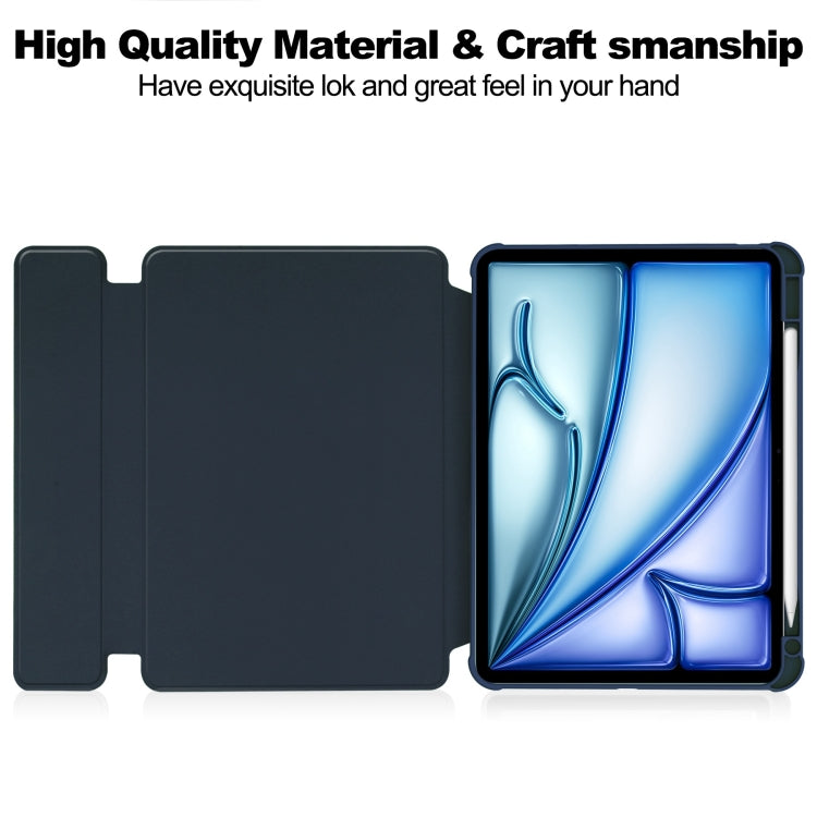 For iPad Air 11 2024 Transparent Rotation Smart Leather Tablet Case with Keyboard(Dark Blue) - iPad Air 11 2024 Cases by PMC TechLife | Online Shopping South Africa | PMC TechLife | Buy Now Pay Later Mobicred
