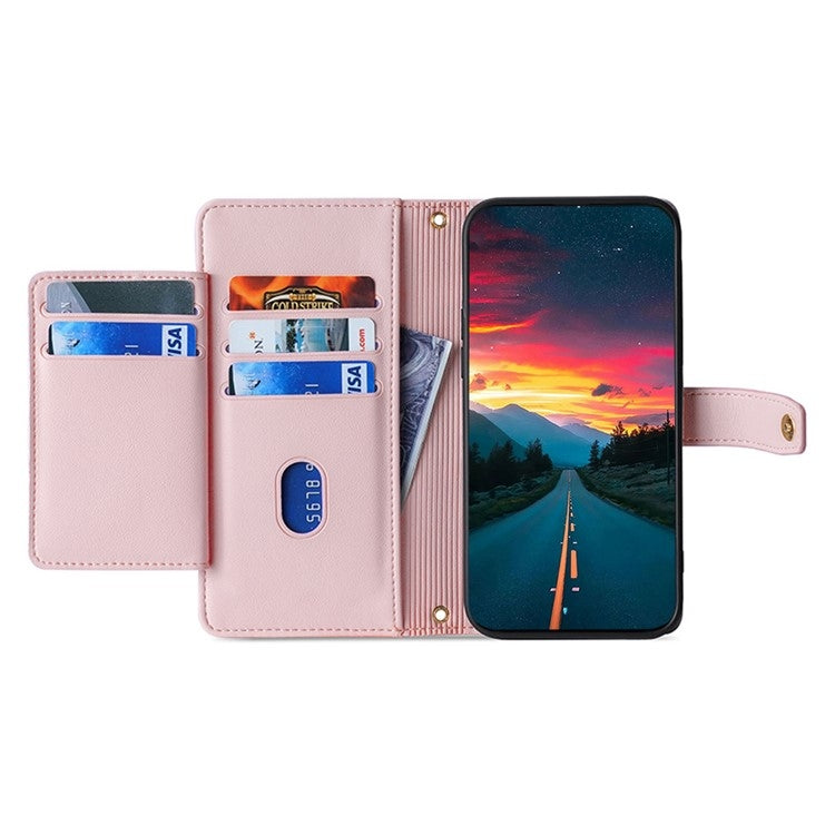 For Google Pixel 9 Sheep Texture Cross-body Zipper Wallet Leather Phone Case(Pink) - free shipping - PMC TechLife - Order now!
