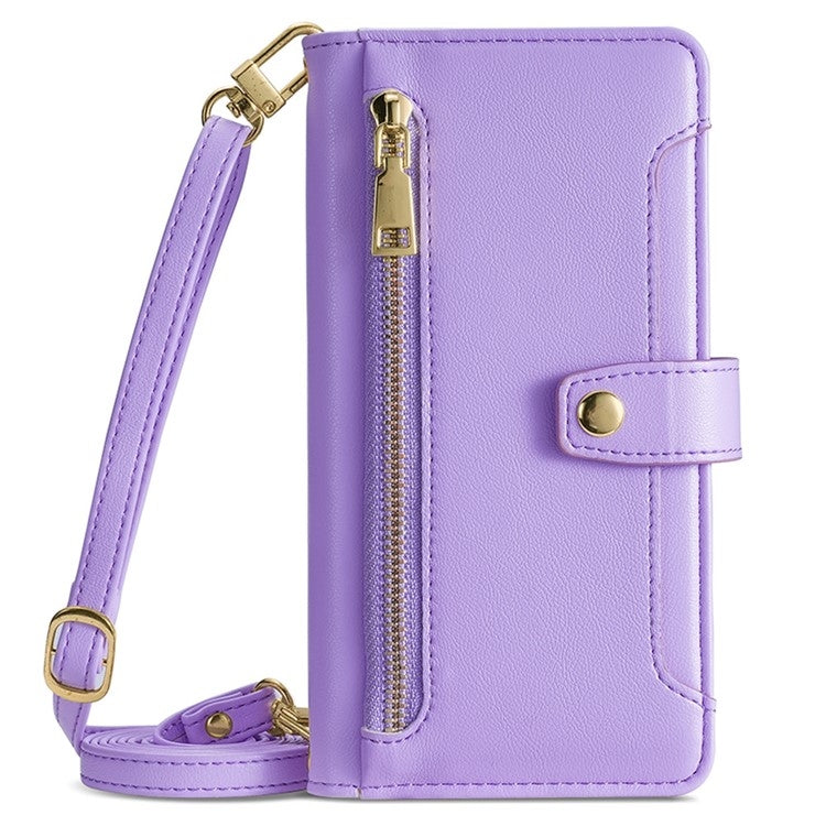 For Google Pixel 9 Sheep Texture Cross-body Zipper Wallet Leather Phone Case(Purple) - Google Cases by PMC TechLife | Online Shopping South Africa | PMC TechLife | Buy Now Pay Later Mobicred