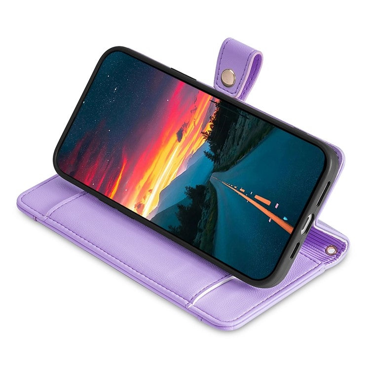 For Google Pixel 9 Sheep Texture Cross-body Zipper Wallet Leather Phone Case(Purple) - Google Cases by PMC TechLife | Online Shopping South Africa | PMC TechLife | Buy Now Pay Later Mobicred