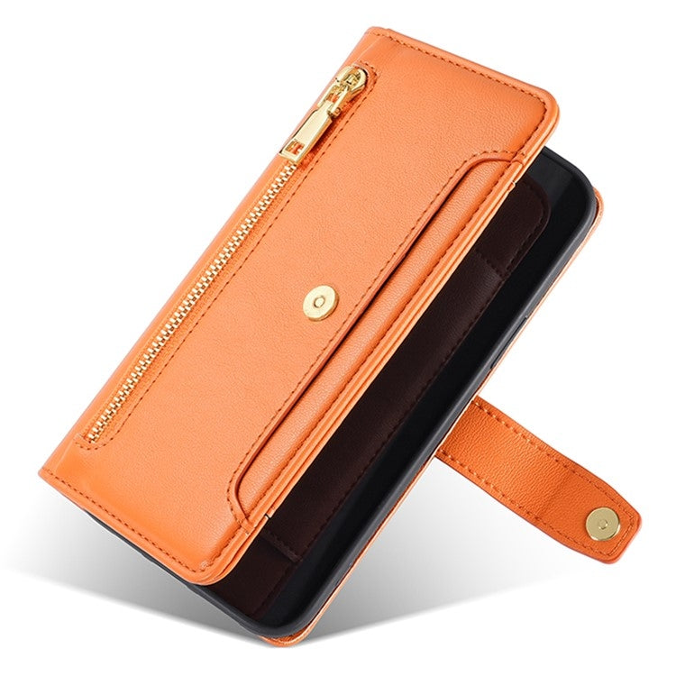 For Google Pixel 9 Pro XL Sheep Texture Cross-body Zipper Wallet Leather Phone Case(Orange) - Google Cases by PMC TechLife | Online Shopping South Africa | PMC TechLife | Buy Now Pay Later Mobicred