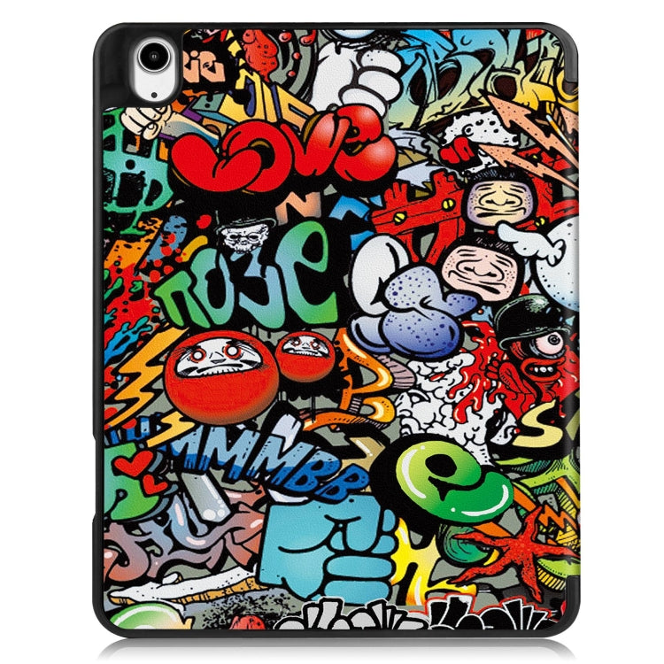 For iPad Air 13 2024 Custer Painted 3-Fold Holder Smart Leather Tablet Case with Pen Tray(Graffiti) - iPad Air 13 2024 Cases by PMC Jewellery | Online Shopping South Africa | PMC Jewellery | Buy Now Pay Later Mobicred