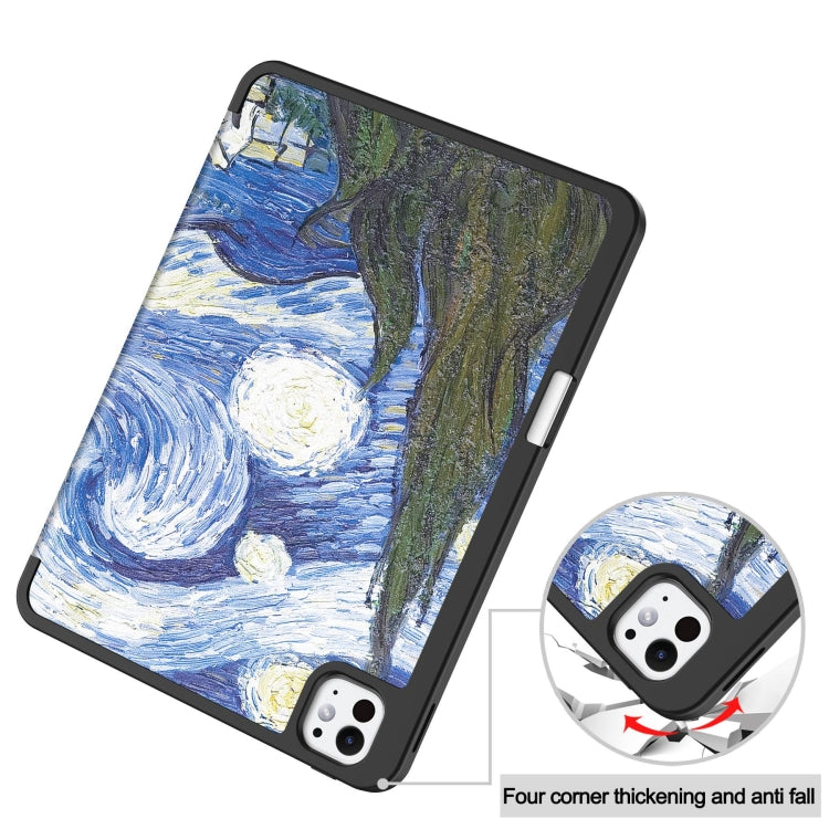For iPad Pro 11 2024 Custer Painted 3-Fold Holder Smart Leather Tablet Case with Pen Tray(Starry Sky) - iPad Pro 11 2024 Cases by PMC Jewellery | Online Shopping South Africa | PMC Jewellery | Buy Now Pay Later Mobicred