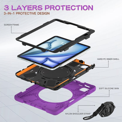 For iPad Air 11 2024 Silicone Hybrid PC Tablet Case with Holder & Shoulder Strap(Purple) - iPad Air 11 2024 Cases by PMC Jewellery | Online Shopping South Africa | PMC Jewellery | Buy Now Pay Later Mobicred