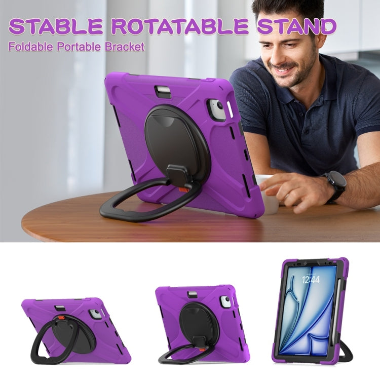 For iPad Air 11 2024 Silicone Hybrid PC Tablet Case with Holder & Shoulder Strap(Purple) - iPad Air 11 2024 Cases by PMC Jewellery | Online Shopping South Africa | PMC Jewellery | Buy Now Pay Later Mobicred