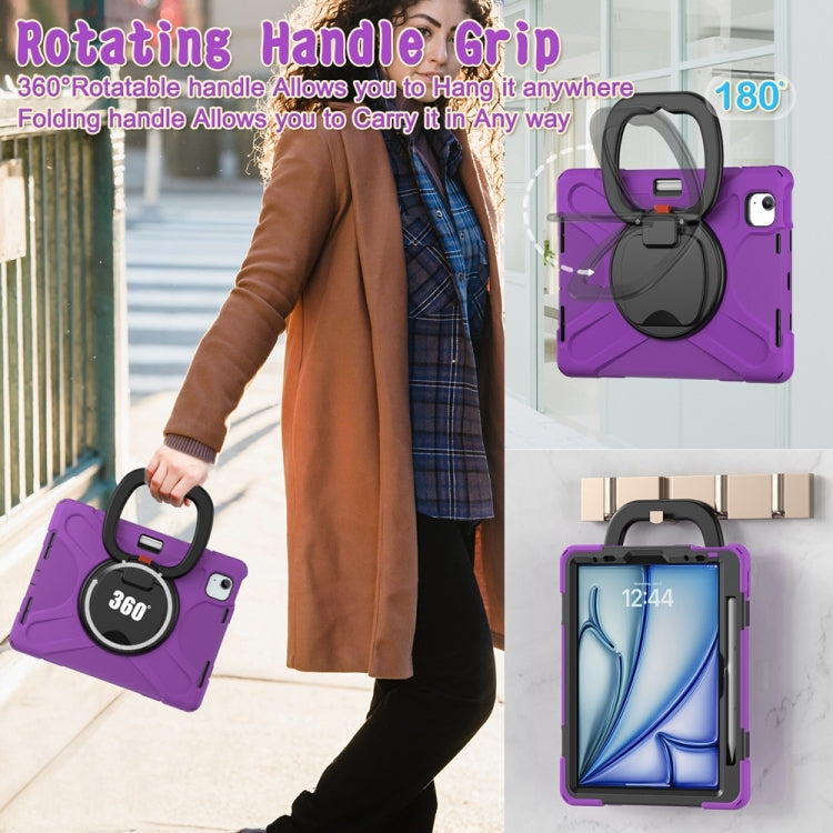 For iPad Air 11 2024 Silicone Hybrid PC Tablet Case with Holder & Shoulder Strap(Purple) - iPad Air 11 2024 Cases by PMC Jewellery | Online Shopping South Africa | PMC Jewellery | Buy Now Pay Later Mobicred