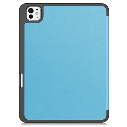 For iPad Pro 11 2024 Custer TPU Pure Color 3-Fold Holder Smart Leather Tablet Case with Pen Tray(Sky Blue) - iPad Pro 11 2024 Cases by PMC Jewellery | Online Shopping South Africa | PMC Jewellery | Buy Now Pay Later Mobicred
