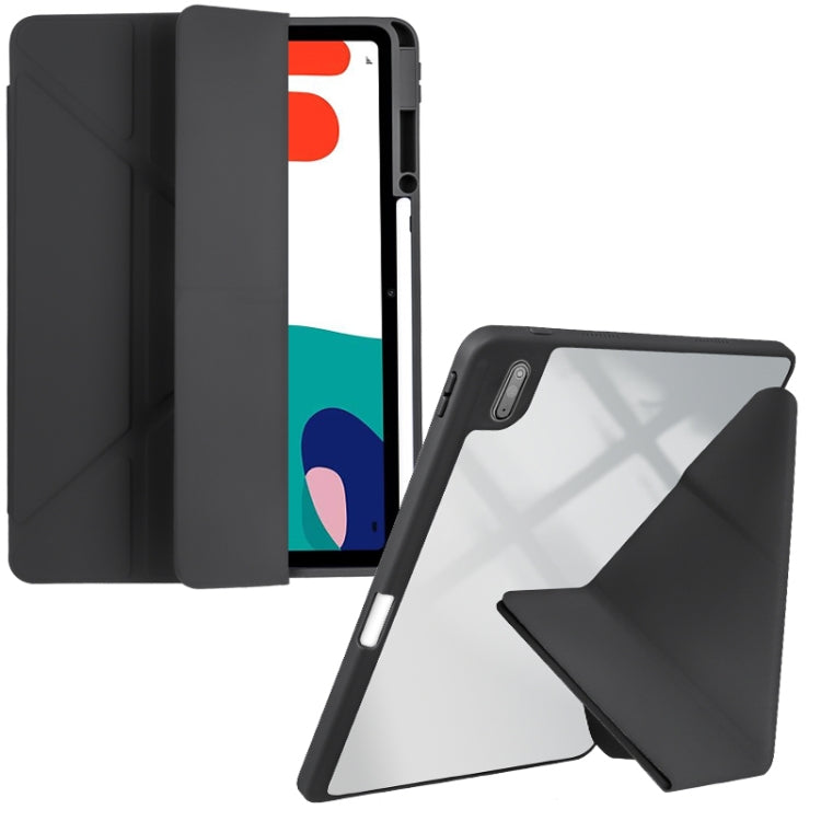For Huawei MatePad 10.4 Clear Acrylic Deformation Leather Tablet Case(Black) - Huawei by PMC TechLife | Online Shopping South Africa | PMC TechLife | Buy Now Pay Later Mobicred