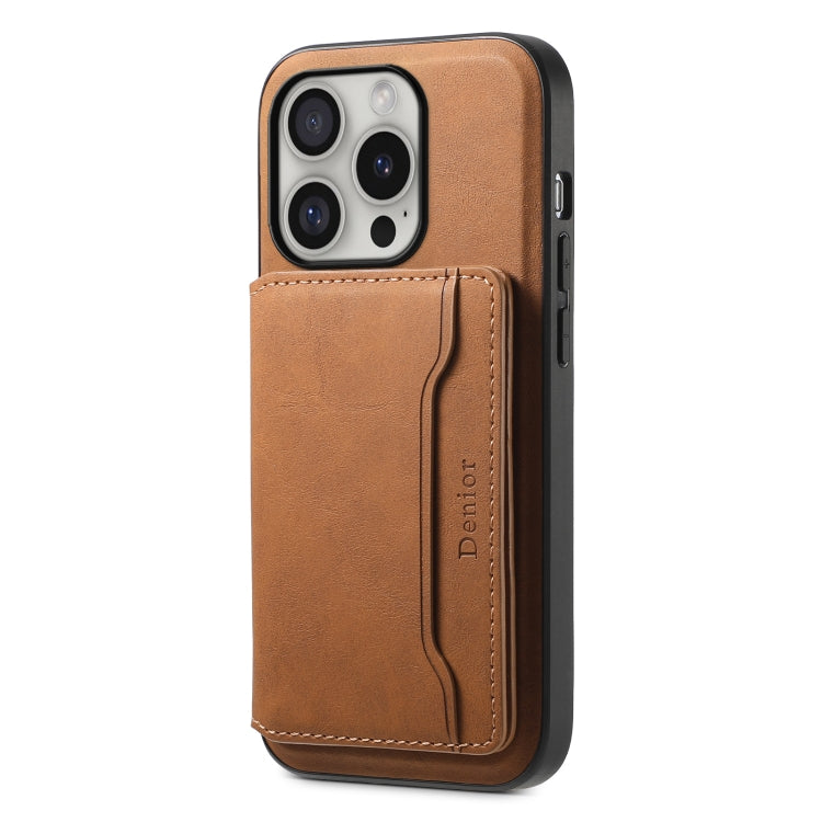 For iPhone 16 Pro Max Denior D13 Retro Texture Leather MagSafe Card Bag Phone Case(Brown) - iPhone 16 Pro Max Cases by Denior | Online Shopping South Africa | PMC TechLife | Buy Now Pay Later Mobicred