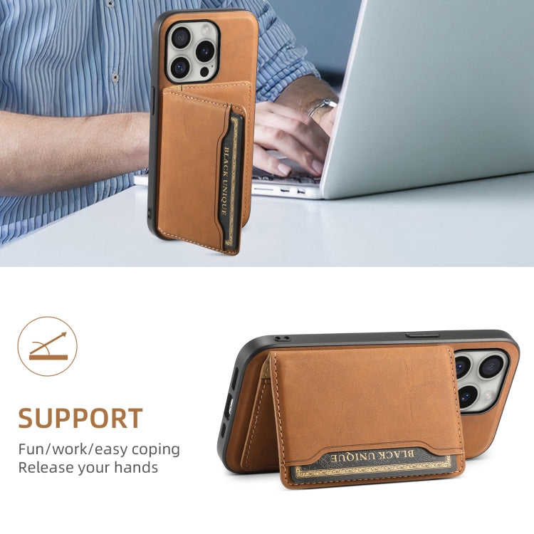 For iPhone 16 Pro Max Denior D13 Retro Texture Leather MagSafe Card Bag Phone Case(Brown) - iPhone 16 Pro Max Cases by Denior | Online Shopping South Africa | PMC TechLife | Buy Now Pay Later Mobicred