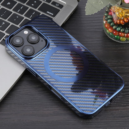 For iPhone 16 Pro 6D Plated Carbon Fiber Clear Magsafe PC Phone Case(Dream Blue) - iPhone 16 Pro Cases by PMC Jewellery | Online Shopping South Africa | PMC Jewellery | Buy Now Pay Later Mobicred