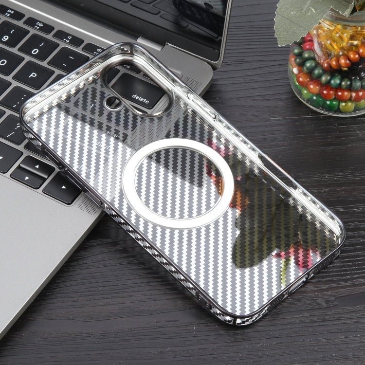 For iPhone 16 Plus 6D Plated Carbon Fiber Clear Magsafe PC Phone Case(Aurora Purple) - free shipping - PMC Jewellery - Order now!