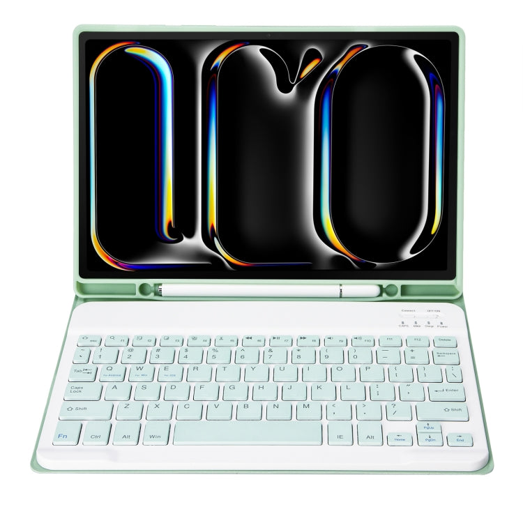 For iPad Pro 11 2024 A13B Lambskin Texture Bluetooth Touch Keyboard Leather Tablet Case with Pen Slot(Light Green) - For iPad Pro by PMC TechLife | Online Shopping South Africa | PMC TechLife | Buy Now Pay Later Mobicred