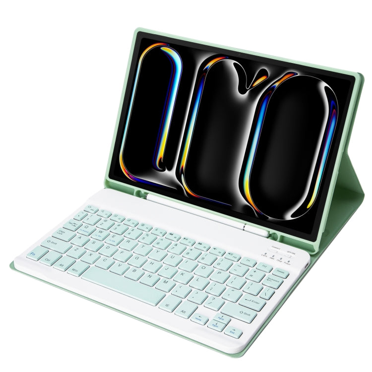 For iPad Pro 11 2024 A13B Lambskin Texture Bluetooth Touch Keyboard Leather Tablet Case with Pen Slot(Light Green) - For iPad Pro by PMC TechLife | Online Shopping South Africa | PMC TechLife | Buy Now Pay Later Mobicred