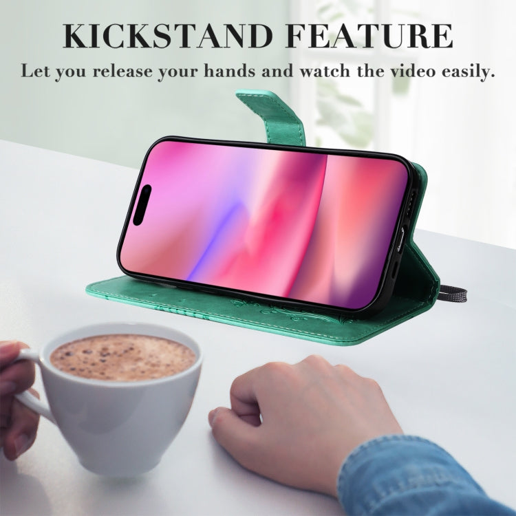 For iPhone 16 3D Butterfly Embossed Pattern Flip Leather Phone Case(Green) - iPhone 16 Cases by PMC TechLife | Online Shopping South Africa | PMC TechLife | Buy Now Pay Later Mobicred