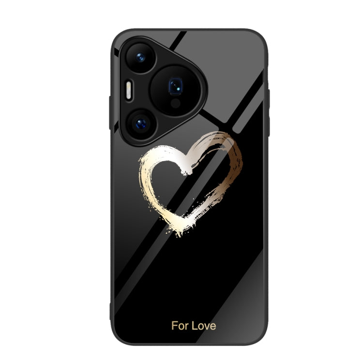 For Huawei Pura 70 Colorful Painted Glass Phone Case(Black Love) - Huawei Cases by PMC Jewellery | Online Shopping South Africa | PMC Jewellery | Buy Now Pay Later Mobicred