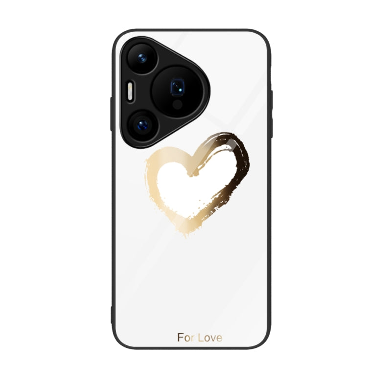 For Huawei Pura 70 Colorful Painted Glass Phone Case(Golden Love) - Huawei Cases by PMC Jewellery | Online Shopping South Africa | PMC Jewellery | Buy Now Pay Later Mobicred