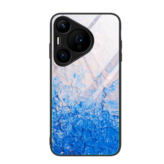 For Huawei Pura 70 Marble Pattern Glass Protective Phone Case(Ocean Waves) - Huawei Cases by PMC Jewellery | Online Shopping South Africa | PMC Jewellery | Buy Now Pay Later Mobicred