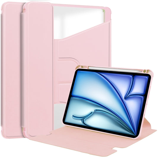 For iPad Air 11 2024 Transparent Rotation Smart Leather Tablet Case(Pink) - iPad Air 11 2024 Cases by PMC Jewellery | Online Shopping South Africa | PMC Jewellery | Buy Now Pay Later Mobicred