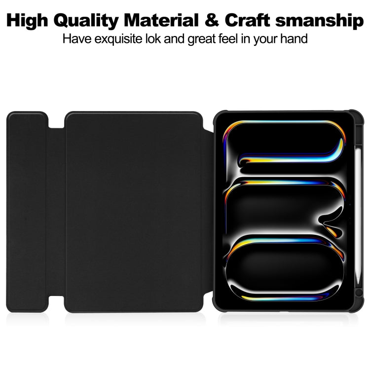 For iPad Pro 11 2024 Transparent Rotation Smart Leather Tablet Case(Black) - iPad Pro 11 2024 Cases by PMC TechLife | Online Shopping South Africa | PMC TechLife | Buy Now Pay Later Mobicred