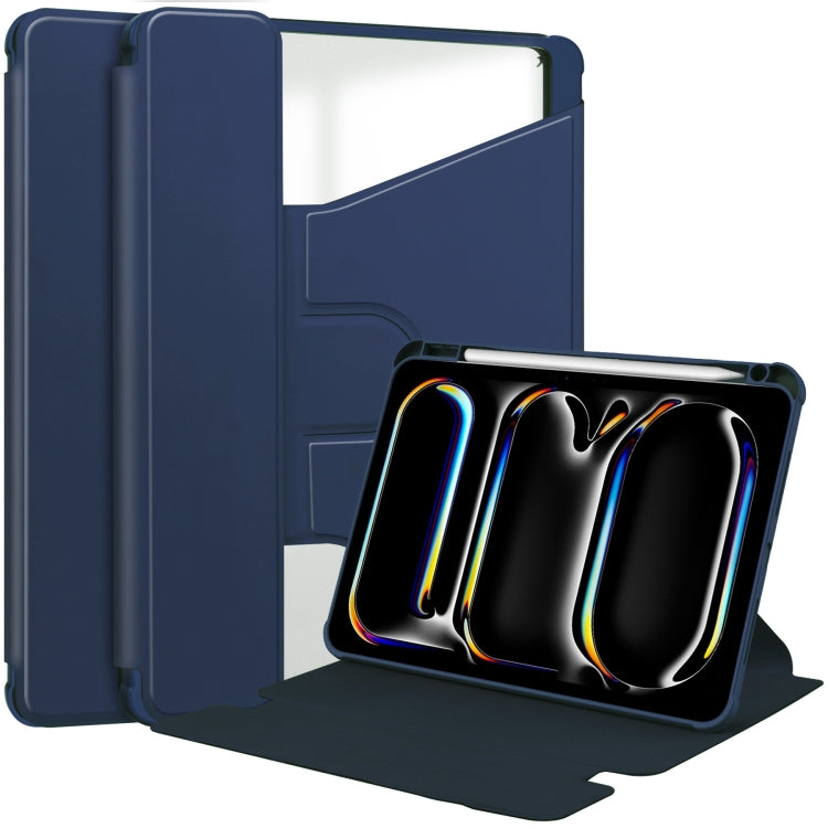 For iPad Pro 11 2024 Transparent Rotation Smart Leather Tablet Case(Dark Blue) - iPad Pro 11 2024 Cases by PMC Jewellery | Online Shopping South Africa | PMC Jewellery | Buy Now Pay Later Mobicred