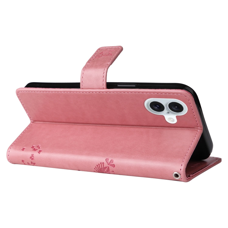 For iPhone 16 Plus Tree & Cat Embossed Pattern Flip Leather Phone Case(Pink) - iPhone 16 Plus Cases by PMC TechLife | Online Shopping South Africa | PMC TechLife | Buy Now Pay Later Mobicred