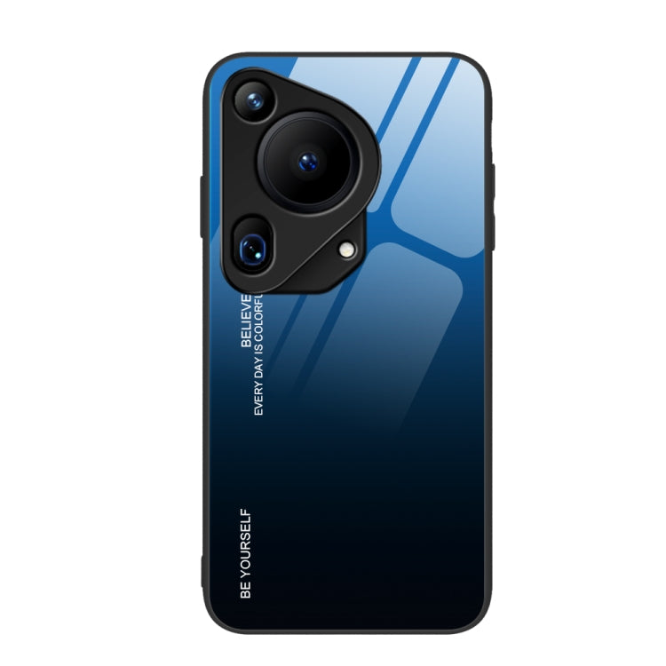 For Huawei Pura 70 Ultra Gradient Color Glass Phone Case(Blue Black) - Huawei Cases by PMC Jewellery | Online Shopping South Africa | PMC Jewellery | Buy Now Pay Later Mobicred