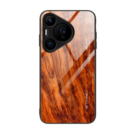 For Huawei Pura 70 Wood Grain Glass Phone Case(Light Brown) - Huawei Cases by PMC Jewellery | Online Shopping South Africa | PMC Jewellery | Buy Now Pay Later Mobicred