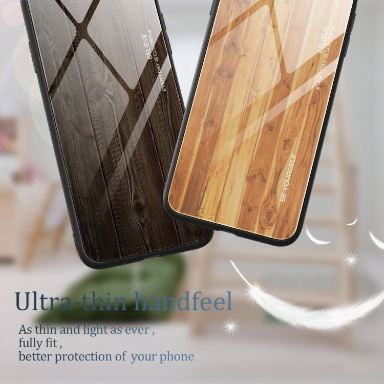 For Huawei Pura 70 Pro Wood Grain Glass Phone Case(Black) - Huawei Cases by PMC Jewellery | Online Shopping South Africa | PMC Jewellery | Buy Now Pay Later Mobicred