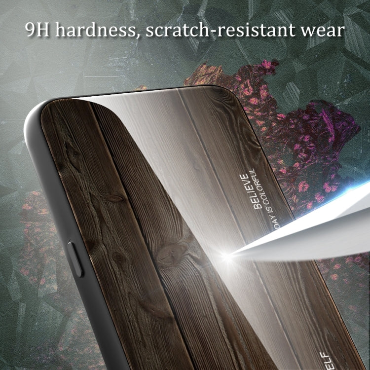 For Huawei Pura 70 Wood Grain Glass Phone Case(Black) - Huawei Cases by PMC Jewellery | Online Shopping South Africa | PMC Jewellery | Buy Now Pay Later Mobicred